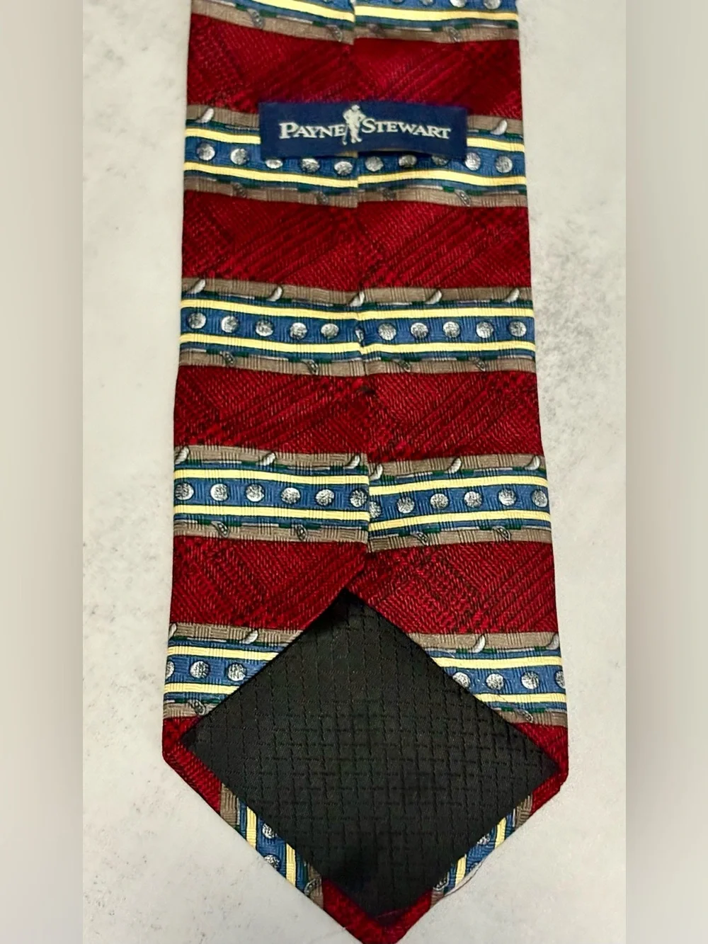 Vintage Payne Stewart Golf Tie 100% Silk Made in USA Red Novelty Necktie